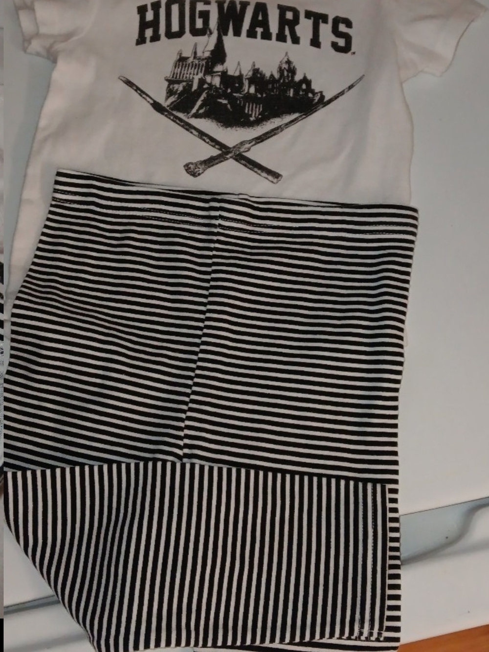 Harry Potter Striped Black & White Baby Onsie Outfut Set